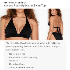 Victoria's Secret | Black Halter Push Up Bikini Top | Size Extra Small